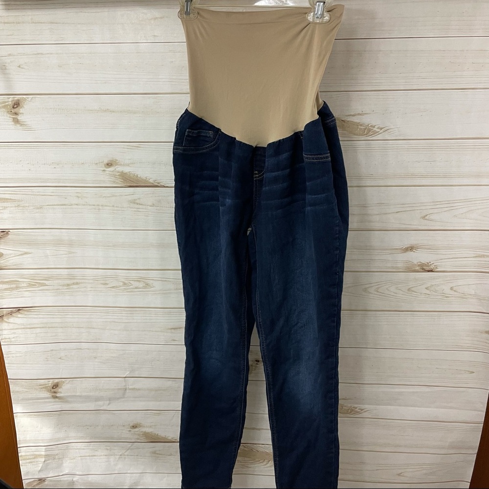 Motherhood Maternity Beige and Dark Blue Women Jeans